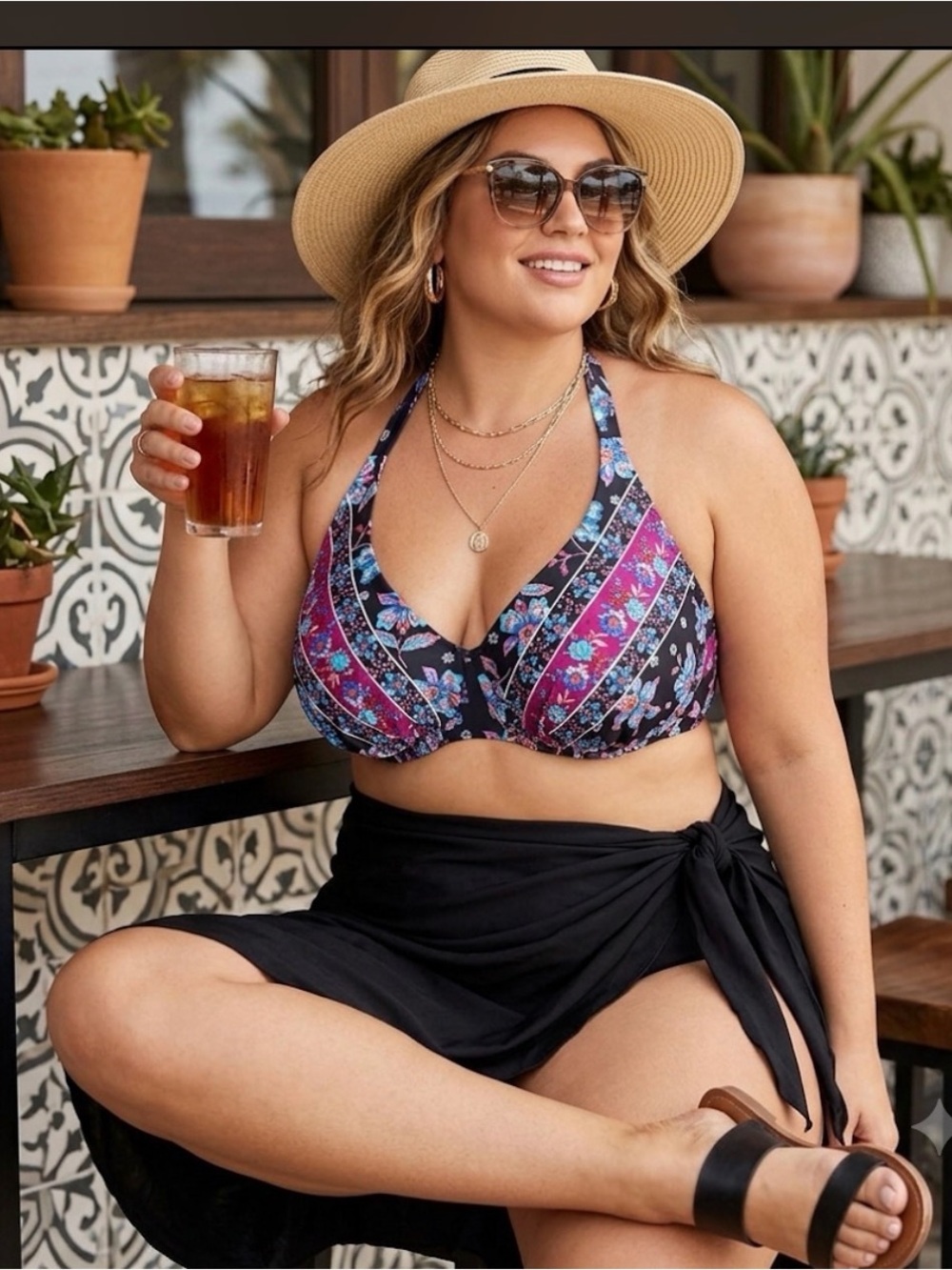 NWT Swimsuits For All Plus Size Floral Bikini Top Size 44G
